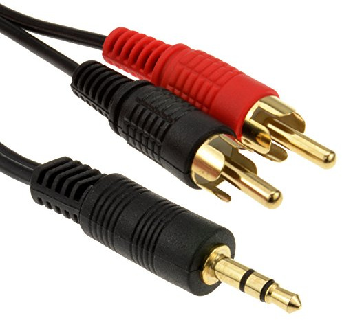 kenable 3.5mm Stereo Jack to 2 RCA Phono Audio Cable Gold Plated Connectors Black 2m