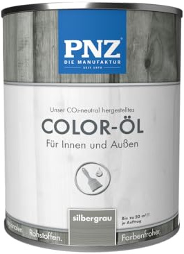 PNZ Color-Öl für Innen und Außen | lösemitttelfreies Farböl | Nachhaltig hergestellt mit regionalen Rohstoffen | für alle Hölzer, auch Bienenhäuser, Gebinde:0.25L, Farbe:silbergrau