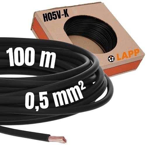 Lapp 100 Meter 4510011 H05V-K 0,5 mm² schwarz I Verdrahtungsleitung I Aderleitung flexibel I PVC Einzelader I Litze 0,5mm2 I Verdrahtung