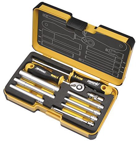 Felo Werkzeugsatz R-GO M-Tec 1/4' mit ERGONIC Ratsche, M-Tec Steckschlüsseln und Adaptern 10-tlg