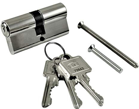 BKS Profilzylinder PZ 8812 Baulänge: 50/65 mit Gefahrenfunktion, Nickelplattiert, Silber, Schloss, Doppelzylinder, Schlüssel, Metall, Profilzylinder