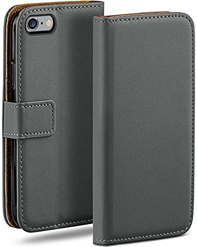 moex für iPhone 6s Plus / 6 Plus Hülle mit Kartenfach, Handyhülle klappbar 360 Grad Schutzhülle, PU Leder Handytasche iPhone 6s Plus / 6 Plus Klapphülle Flip Case, Dunkelgrau