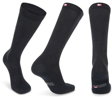 DANISH ENDURANCE Chaussettes de Contention Coton Bio 14-18 Mmhg, Circulation Sanguine Optimale, Homme Femme, Noir, 43-47