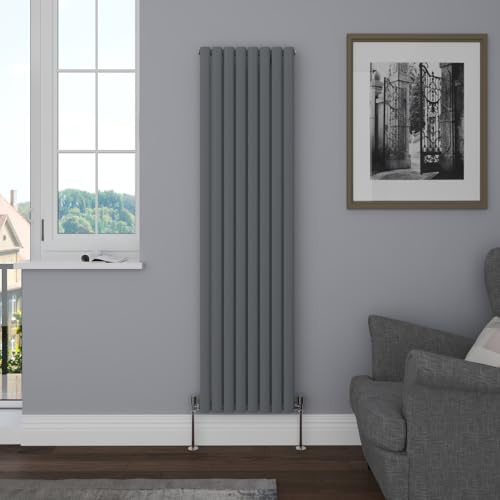 NRG Vertical 1800x472mm Oval Column Radiator Single Panel Anthracite