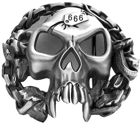 Buckle mit Totenkopf & umlaufender Kette Vampir- Skull Gürtelschnalle