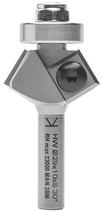 ENT 20292 Wendeplatten Fasefräser HW, Schaft (S) 8 mm, Durchmesser (D) 29 mm, NL 12 mm, E 30°, mit Kugellager