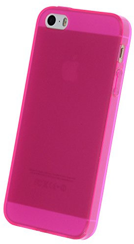 doupi PerfectFit Coque pour iPhone 5 5S SE, avec intégrés dans Les Bouchons de poussière Housse de Protection Mat Transparent, Rose