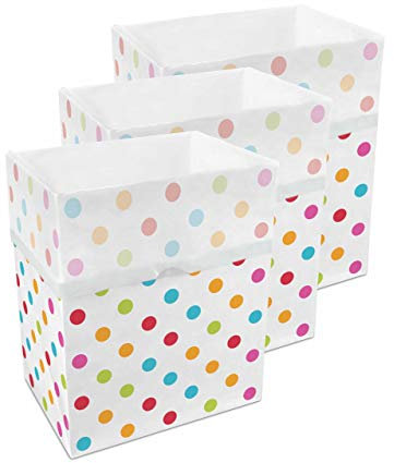 Clean Cubes 13 Gallon Disposable Trash Cans & Recycling Bins, 3 Pack (Polka Dot)