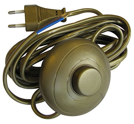 TIBELEC - Cordon Électrique Avec Interrupteur à pied et fiche 2 pôles L.3M, Doré