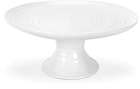 Portmeirion Sophie Conran Footed Cake Plate, Porcelain, White, 24.5 x 24.5 x 11 cm