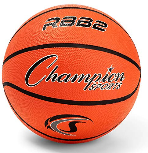 Champion Sports Junior Basketball, Gummi, strapazierfähig, Pro-Stil, Größen, Premium-Basketball-Ausrüstung, für drinnen und draußen, Physikalische Bildung (Größe 5, Orange)