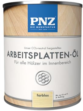PNZ Arbeitsplatten-Öl für Innen | Nachhaltig hergestellt mit regionalen Rohstoffen | Made in Germany | für Küchenholz, Arbeitsplatten, Schneidebretter, Gebinde:2.5L, Farbe:farblos