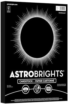 AstroBrights-Karton, 29,5 kg Deckgewicht, 8,5 x 11, Eclipse Black, 100 Stück