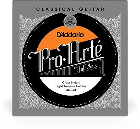 D’Addario Guitar Strings - Pro-Arte Nylon Guitar Strings - CNL-3T - Classical Guitar Strings - Half Sets, Light Tension, Clear Nylon