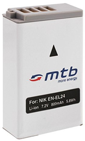 Batterie EN-EL24 Compatible avec Nikon 1 J5, Nikon 1J5 / DL18-50, DL24-85 [Li-ION - 7.2V - 800 mAh - aktueller Infochip]