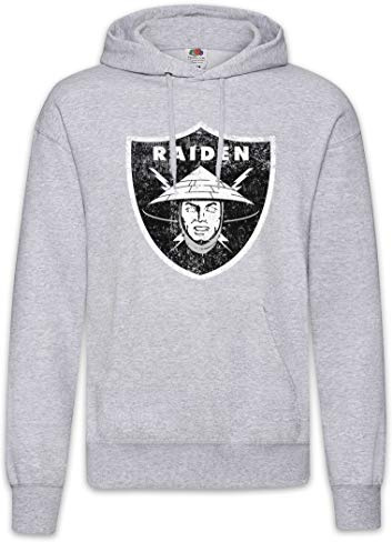 Urban Backwoods Raiden Logo Hoodie Kapuzenpullover Sweatshirt Grau Größe M
