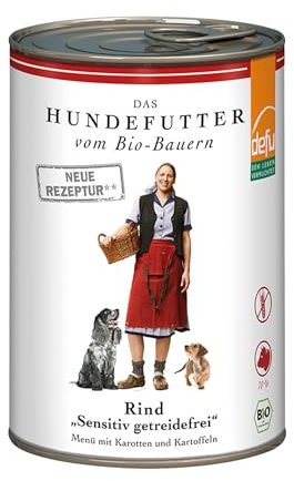 defu Hundefutter | 1 x 410 g | Bio Rind Sensitiv getreidefrei | Premium Bio Nassfutter Menü | Alleinfuttermittel für Hunde