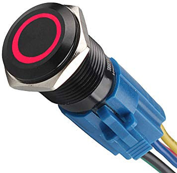 Mintice Schwarz Shell Engel Auge KFZ Kippschalter Druckschalter Schalter Drucktaster Druckknopf 16mm 12V Rot Licht Steckdose Stecker