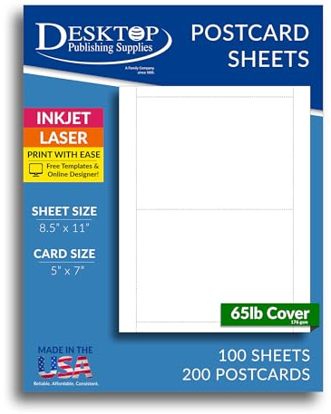 Blank White Post Cards, 5 x 7-100 Sheets / 200 Postcards