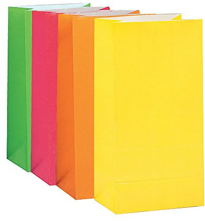 Partytaschen aus Papier - Neon-Sortiment - 10er-Pack, Sortiert