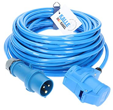 KALLE DAS KABEL CEE-Verlängerung 230V H07BQ-F 3G 2,5 mm² 10 m Vollpur-Premium-Leitung mit Winkelkupplung für Industrie BAU Boot Womo Camping