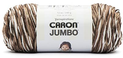 Caron Jumbo Ombre Yarn, 12 oz, Chocolate Variegate, 1 Ball