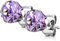 Bungsa Tanzanite Silberne Ohrstecker mit Zirkonia Kristall Stein rund Edelstahl 1 Paar für Damen (Ohrstecker Ohrringe Ohrhänger Creolen Ohrschmuck Ohrklemmen Damen Frauen Herren Mode)