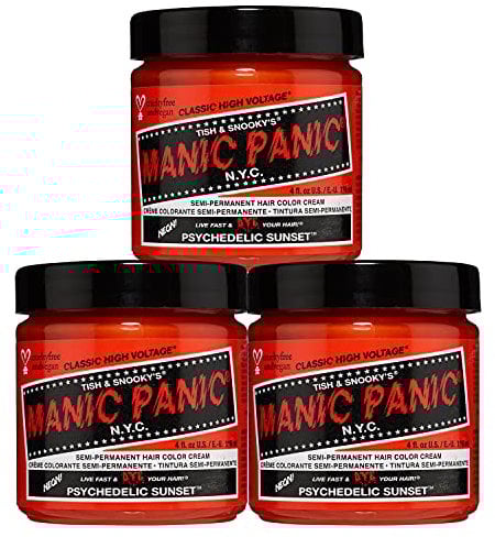 Manic Panic Psychedelic Sunset Classic Creme, Vegan, Cruelty Free, Orange Semi Permanent Hair Dye 3 x 118ml