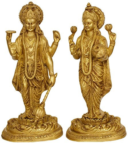 Exotic India Lord Vishnu und Göttin Lakshmi – Messing Statue