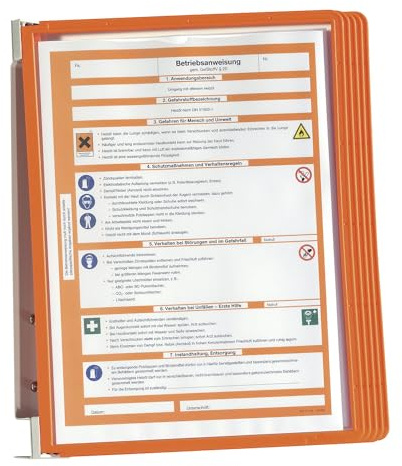 Durable Wandhalter-Komplett-Set - mit 5 Klarsichttafeln DIN A4, VE 2 Stk - Profilrahmen in orange