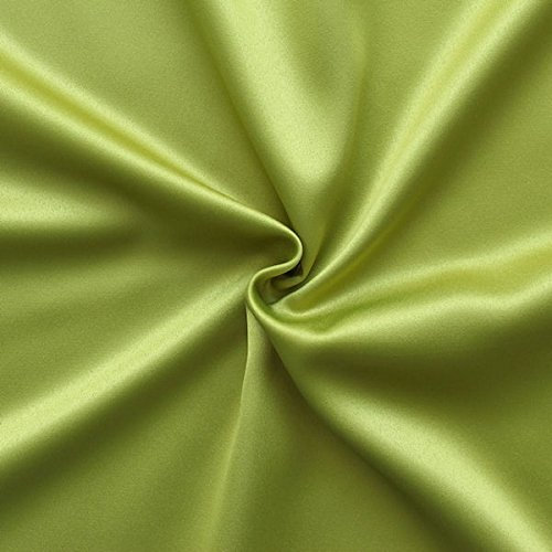 STOFFKONTOR Stretch Satin Modestoff Meterware, Kleiderstoff - Stoff glänzend - Farbe Lind-Grün, Breite ca. 150 cm, Gewicht ca. 160 g/lfm
