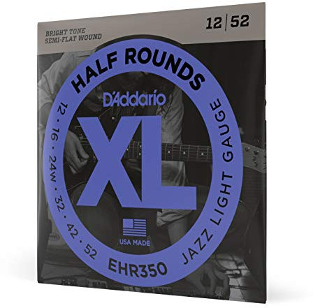 D'Addario EHR350 XL Half Rounds Jazz Light (.012-.052) Electric Guitar Strings