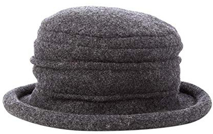 Scala Collezione Women's Boiled 100% Wool Cloche Hat, Charcoal, One Size
