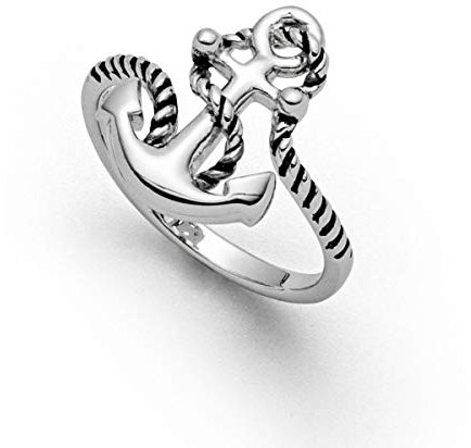 DUR Damen Ring Anker aus Sterling-Silber in der Farbe Silber, Ringgröße: 58, R4574.58