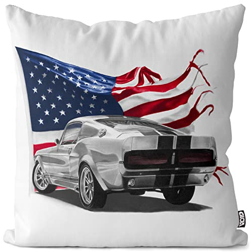 VOID Stars and Stripes Muscle Car Kissenbezug Kissenhülle Outdoor Indoor Eleanor mus-Tang, Kissen Größe:40 x 40 cm