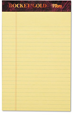 TOPS Docket Gold Schreibblöcke, 12,7 x 20,3 cm, Jr. Legal Rule, Kanarienpapier, 50 Blatt, 12 Stück (63900)