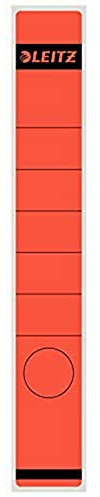 Leitz Rückenschild selbstklebend für Standard- und Hartpappe-Ordner, 10 Stück, 50 mm Rückenbreite, Langes und schmales Format, 39 x 285 mm, Papier, rot, 16480025