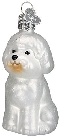 Old World Christmas Bichon Frise Glass Blown Ornament for Christmas Tree, Handcrafted Holiday Decoration, Dog Collection