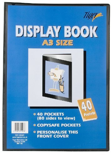 Tiger, A3-Format, 40 Klarsichthüllen (80-Ansichten)-Sichtbuch, Präsentations-Ordner Schutzhülle (3 Stück) Klassisch 3 Stück