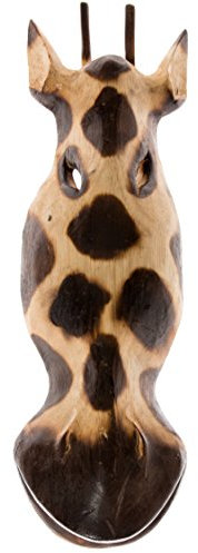 40cm Holzmaske Wandbehang Wandmaske Holz Maske Bali Giraffe Natur HM4000024