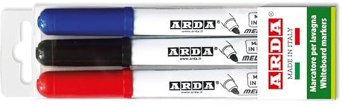 ARDA Set 3 Pennarelli Lavagna Bianca Cancellabili a Secco