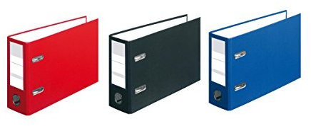 3 Herlitz Ordner / quer / DIN A5 / 80mm breit / Farbe: je 1x rot, blau, schwarz