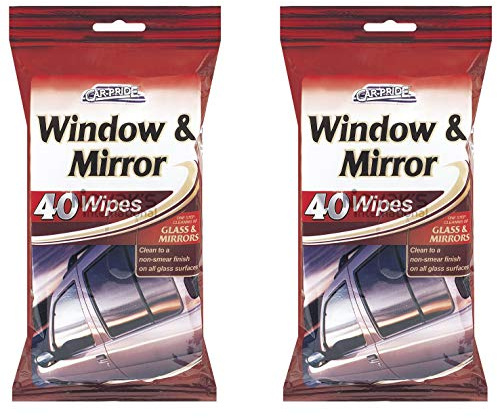 80 Car Window & Mirror Wipes 2 packs of 40