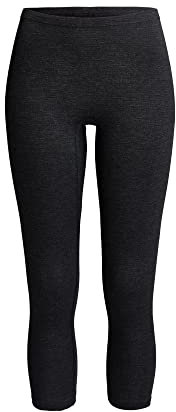 con-ta Thermo Hose in 3/4-Länge für Damen aus natürlicher Baumwolle und formgebenden Polyester, wärmeisolierende Funktionsunterwäsche, schwarz Melange, Größe: 46