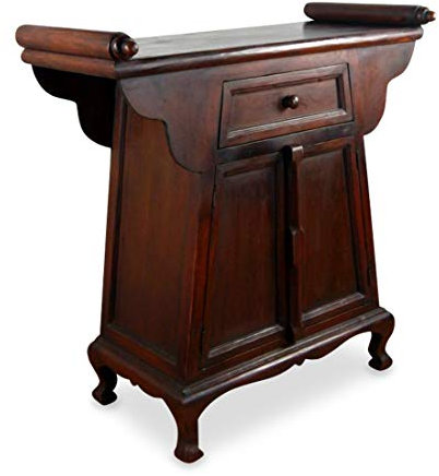 livasia Asiatischer Schrank aus Massivholz – 85x40x85cm – Handgeschnitztes Sideboard aus Akazienholz, Kommode mit Einzigartigem Design, Nachhaltig & hochwertig