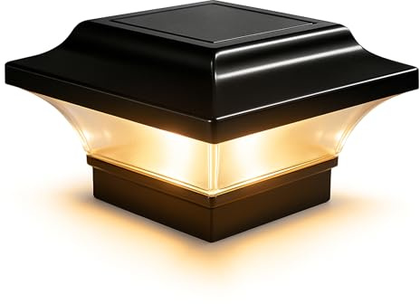Classy Caps Imperial Solar Post Cap - Black SLO82B – Fits 2x2, 2.25x2.25, and 2.5x2.5 Post Sizes, High-Performance Solar LED, Durable Cast Aluminum Construction, Warm & Cool Light Modes