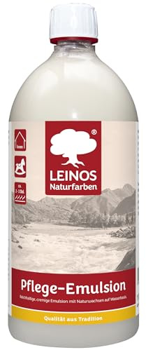 LEINOS Pflege-Emulsion 925 | Pflege & Auffrischung für geölte, gewachste & lackierte Holzoberflächen (Möbel & Fußböden) innen | antistatisch, seidenglänzend, gut polierbar gegen Abrieb & Schmutz | 1 L