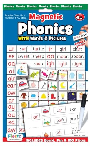 Fiesta Crafts Magnetic Phonics Letters & Sounds, 48 Words & Pictures | 24 Phonic Sounds, Designed to Engage Children in Fun Learning, Key Stage 1 Educational Resource