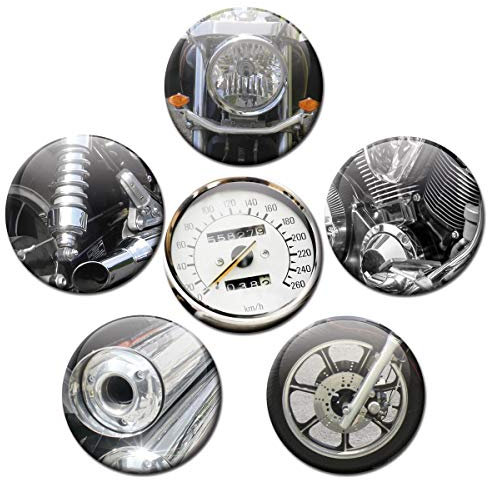 Magnete Motorrad Teile 6er Deko Geschenk Set Kühlschrankmagnete Chopper Parts lustig für Männer Jungs Biker stark groß 50mm rund
