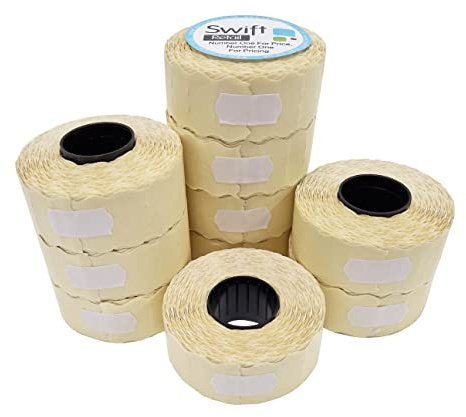Swift 26 x 12 mm Price Gun Labels White 10 Rolls 10,000 Stickers Pricemarking Tags Fits Many Pricing Labellers